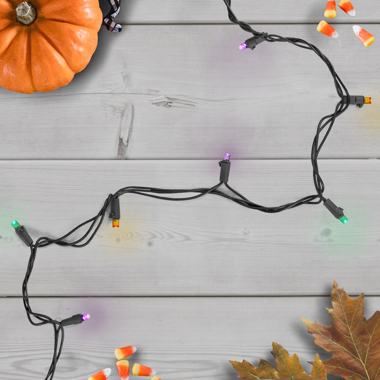 Northlight LED Wide Angle Christmas Lights - Purple, Green and Orange - 16.25' Black Wire - 50ct